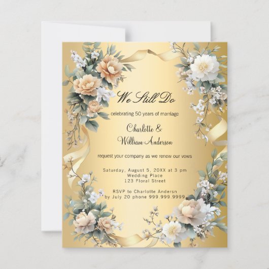 Gouden gele bloemen bruiloft gelofte vernieuwing u (Voorkant)