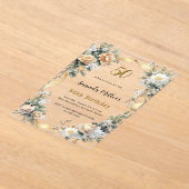 Gouden gele bloemen lint duidelijke verjaardag acryl uitnodigingen (Laagn)