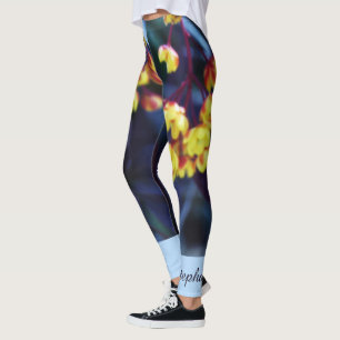 Gouden Gele Bloemen, Naam, Bloemen Yoga Mode Leggings