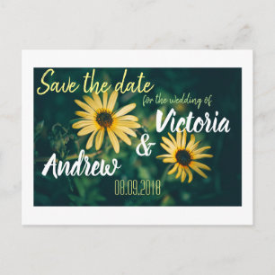 Gouden Gele Bloemen Save the Date Ansichtkaart Aankondigingskaart