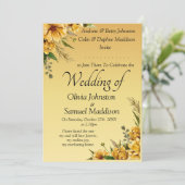 Gouden Gele Bloemen Trouwsuite Kaart (Staand voorkant)