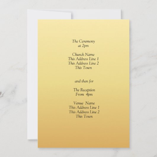 Gouden Gele Bloemen Trouwsuite Kaart (Achterkant)