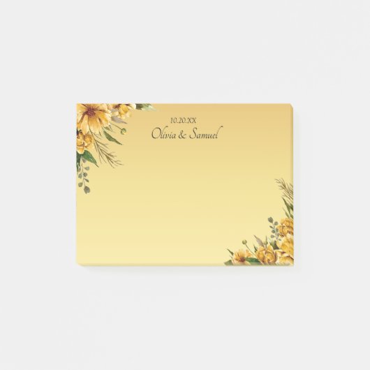 Gouden Gele Bloemen Trouwsuite Post-it® Notes (Voorkant)