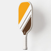Gouden Gele Cacao Bruin Witte Racing Stripes Pickleball Paddle (Links)