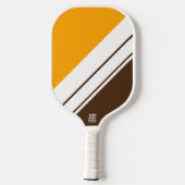 Gouden Gele Cacao Bruin Witte Racing Stripes Pickleball Paddle (Achterkant)