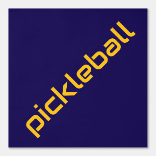Gouden Gele Diagonale PICKLEBALL op Navy Blue Behang