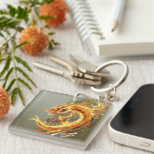 Gouden Gele Draak Sleutelhanger (Voorkant Rechts)