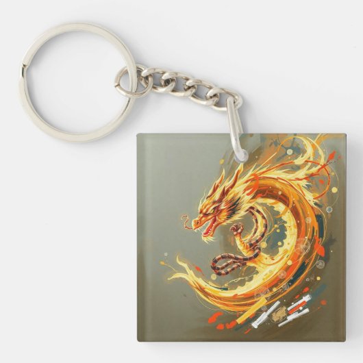 Gouden Gele Draak Sleutelhanger (voorkant)