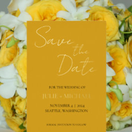 Gouden Gele Eenvoudige Stijl Trouwen Save the Date Folie Uitnodiging