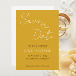 Gouden Gele Eenvoudige Stijl Trouwfeest Save The Date