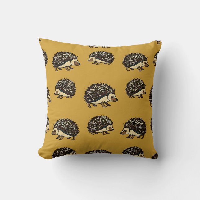 Gouden Gele Egel Worp Kussen Art Deco (Voorkant)