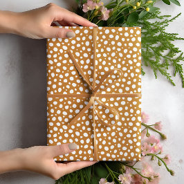 Gouden Gele en Witte Polka Dots Cadeaupapier