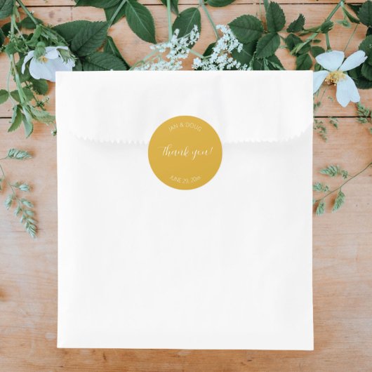 Gouden Gele Gestileerde Huwelijk Dank u Ronde Sticker