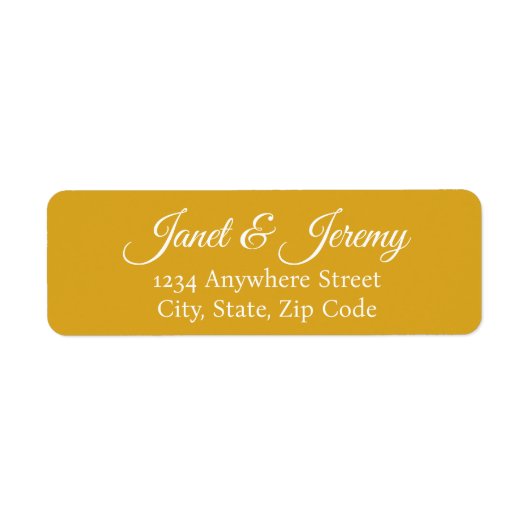 Gouden Gele Gestileerde Naam Bruiloft Retouradres Etiket (Voorkant)