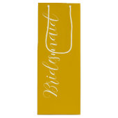 Gouden Gele Gestileerde Script Trouw Bruidsmeisje Wijn Cadeautas (Voorkant)