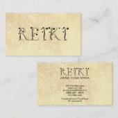 ** Gouden Gele Glitter REIKI Ivy Typography Visitekaartje (Voorkant / Achterkant)