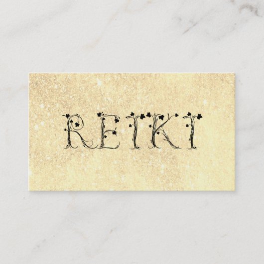 ** Gouden Gele Glitter REIKI Ivy Typography Visitekaartje (Voorkant)