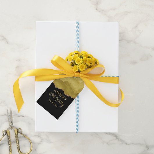 Gouden Gele Goud Glitter Abstract Waterverf  Cadeaulabel