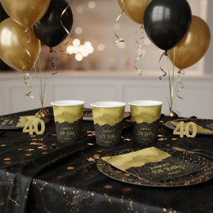 Gouden Gele Goud Glitter Abstract Waterverf  Papieren Bekers