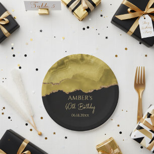 Gouden Gele Goud Glitter Abstract Waterverf  Papieren Bordje