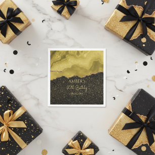 Gouden Gele Goud Glitter Abstract Waterverf Servet