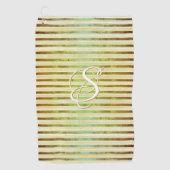 Gouden Gele, Groene en Witte Strepen Golf Towe Golfhanddoek (Voorkant)