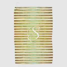 Gouden Gele, Groene en Witte Strepen Golf Towe Golfhanddoek