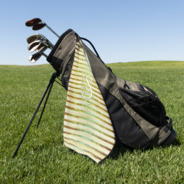 Gouden Gele, Groene en Witte Strepen Golf Towe Golfhanddoek