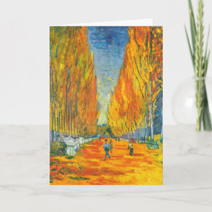 Gouden Gele Herfst Populieren Bomen Van Gogh Vinta Kaart