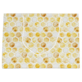 Gouden gele honingraat verjaardag groot cadeauzakje