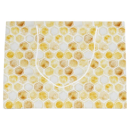 Gouden gele honingraat verjaardag groot cadeauzakje (Voorkant)