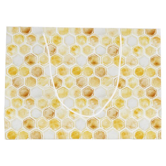 Gouden gele honingraat verjaardag groot cadeauzakje (Achterkant)