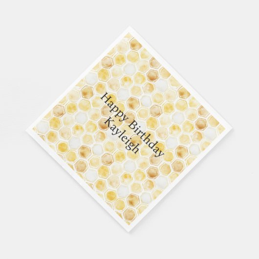 Gouden gele honingraat verjaardag servet (Hoek)
