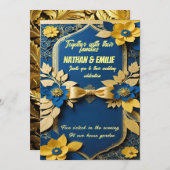 Gouden Gele huwelijksuitnodiging Kaart (Voorkant / Achterkant)