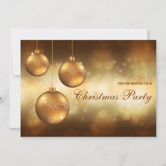 Gouden Gele Kerstballen Kerstfeest Kaart (Voorkant)