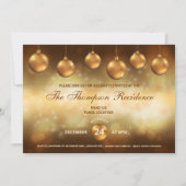 Gouden Gele Kerstballen Kerstfeest Kaart (Achterkant)