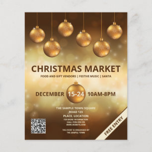 Gouden Gele Kerstballen - Kerstmarkt Flyer