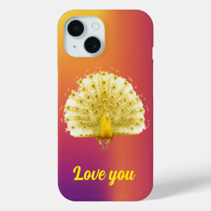 Gouden Gele Koninklijke Pauw Ik Hou van Jou Jubile iPhone 15 Case