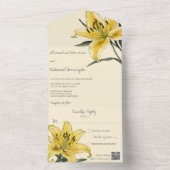 Gouden Gele Lelie QR Code All In One Uitnodiging (Binnen)