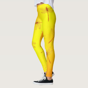 Gouden Gele Libel Patroon,   Leggings