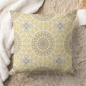 Gouden Gele Mandala Patroon Kussen (Deken)