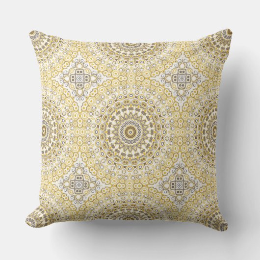 Gouden Gele Mandala Patroon Kussen (Voorkant)