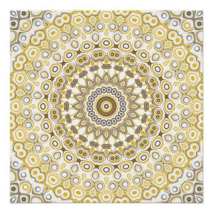 Gouden Gele Mandala Patroon Perfect Poster