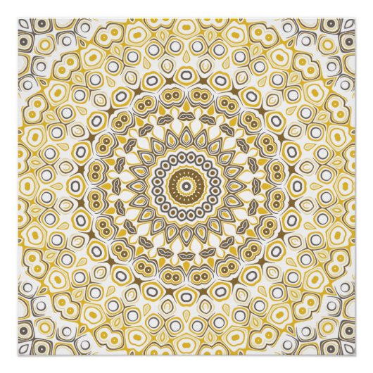 Gouden Gele Mandala Patroon Perfect Poster (Voorkant)