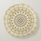Gouden Gele Mandala Patroon Rond Kussen (Achterkant)