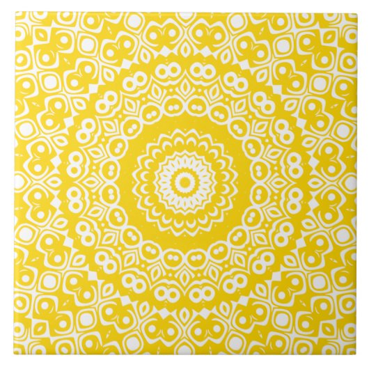 Gouden Gele Mandala Patroon Tegeltje (Voorkant)