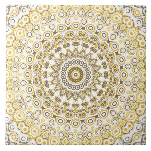 Gouden Gele Mandala Patroon Tegeltje (Voorkant)