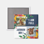 Gouden Gele Marine Blauwe Boho Bloemenhond gevoerd Magneet (Voorkant / Achterkant)