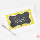 Gouden Gele Marokkaanse Quatrefoil; Chalkboard loo Rechthoekige Sticker (Envelop)