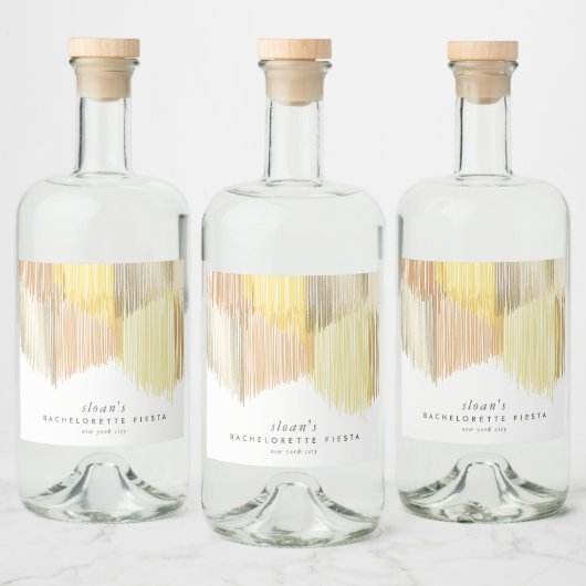 Gouden Gele Moderne Franje Meisjesfeest Likeurfles Etiket (Flessen)